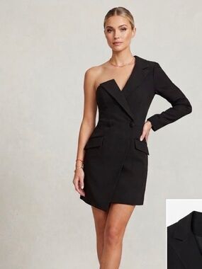 Lavish Alice Mini one shoulder cocktail dress black